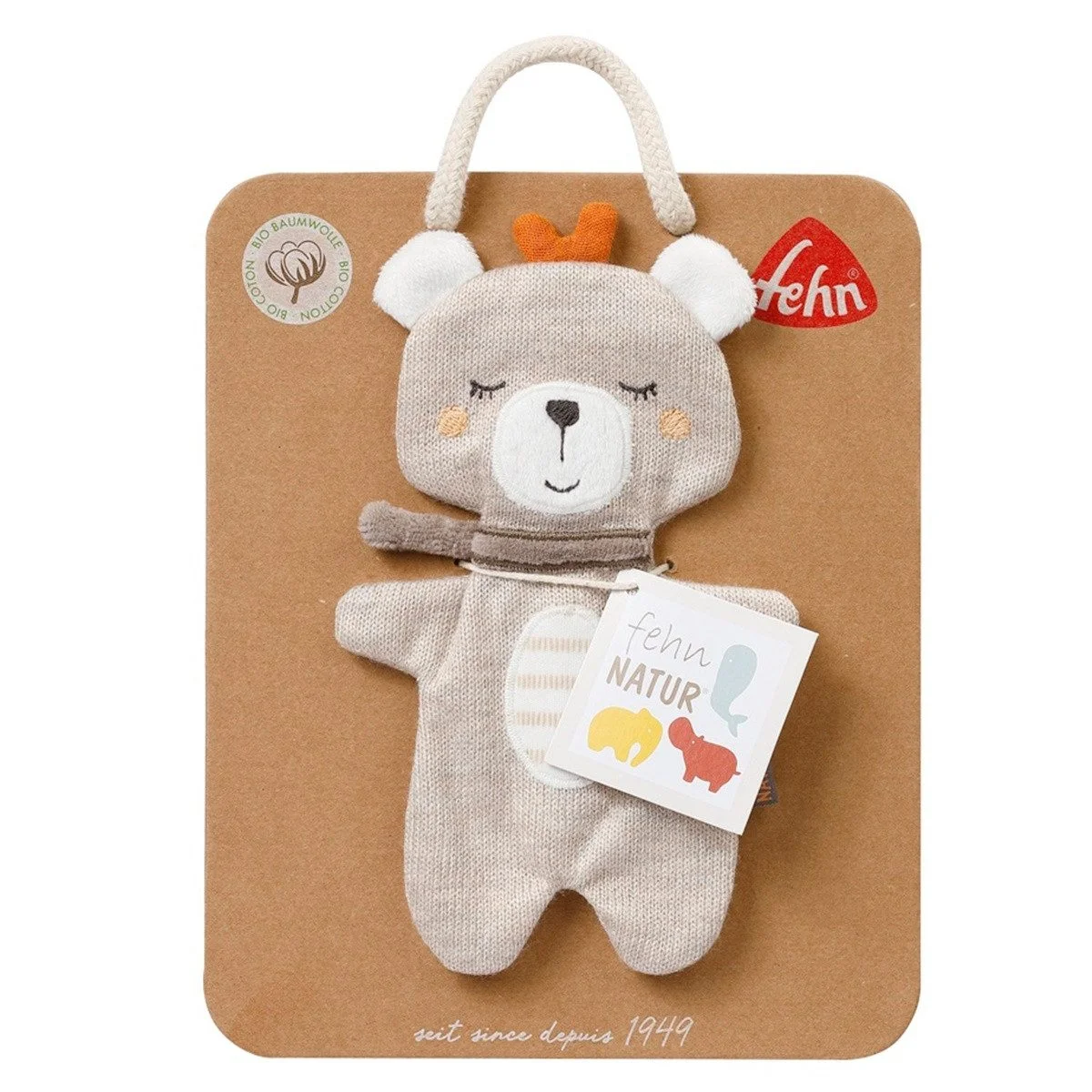 Knister-Teddy „fehnNATUR“ – Greifspielzeug aus Bio-Baumwolle